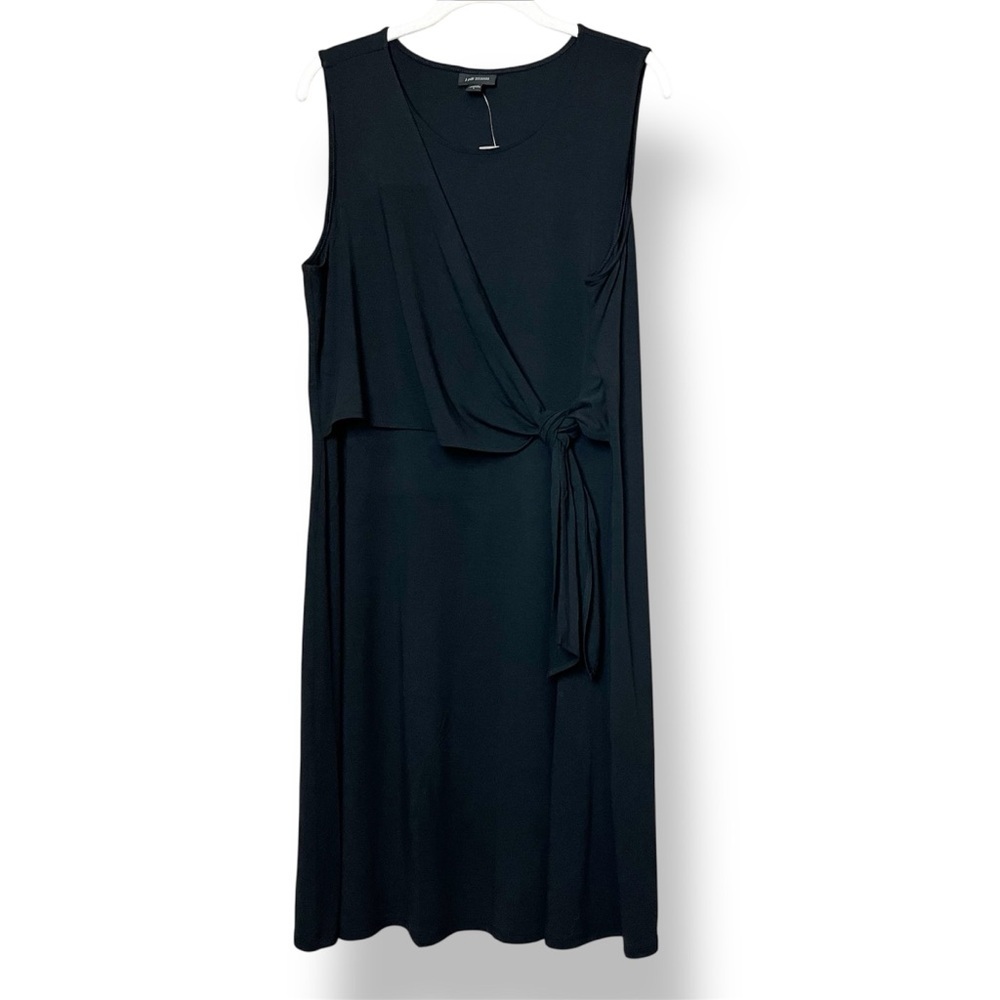 J. Jill NWT Wearever Sleeveless Tunic Top Large solid black wrap side tie long